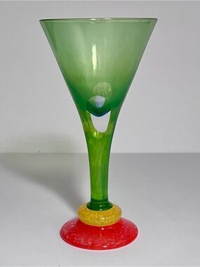 BOHEMIA CZECH Art Glass Cordial / MOJMIR CERMAK Signed / NIKOL II Pattern / RARE